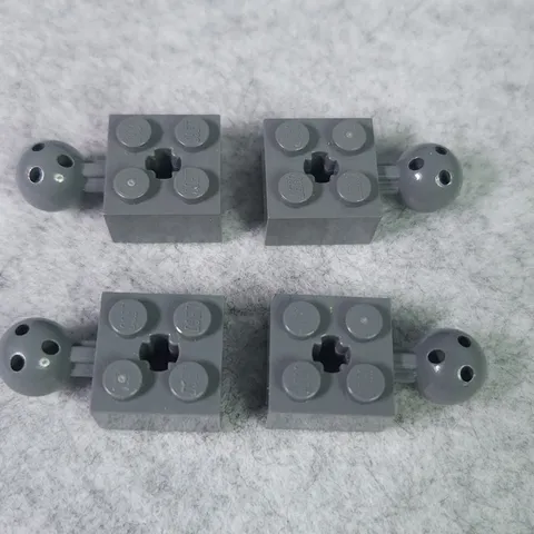 LEGO 57909b Technic Brick 2x2 with Axle Hole 6 Holes in Ball Dark Bluish Gray x4