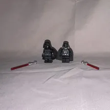 LEGO Star Wars Darth Vader Minifigures Lot of 2 w/ 2 Red Lightsabers