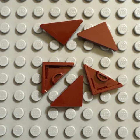 LEGO Tile Modified - Dark Red - 2 x 2 Triangular - QTY x5