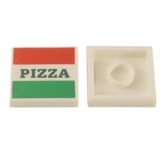 LEGO 20x White 2x2 Pizza Box Tile PIZZA Pattern Red Green Stripes Genuine