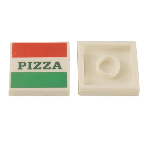 LEGO 20x White 2x2 Pizza Box Tile PIZZA Pattern Red Green Stripes Genuine
