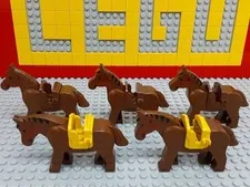 LEGO Horse Mini Figures 5 Set Saddle Included Castle Western Ranch Series Figure