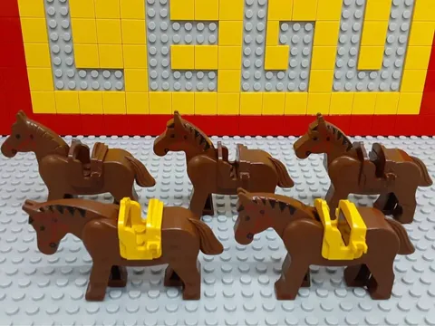 LEGO Horse Mini Figures 5 Set Saddle Included Castle Western Ranch Series Figure