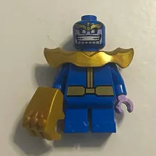 LEGO Blue Minifigure w/ Gold Armor Collar & Gold Glove Hand Accessory