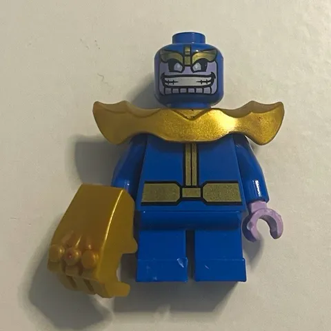 LEGO Blue Minifigure w/ Gold Armor Collar & Gold Glove Hand Accessory