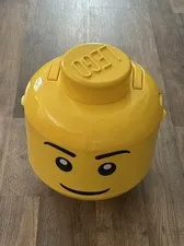 Yellow Lego Large Head Storage & Carrying Case Container 2011 + LEGO Pieces