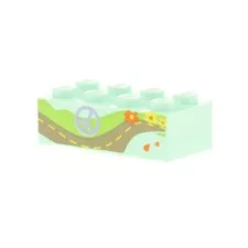 1x LEGO Building Brick 2x4x1 Light Aqua Blue Peace Symbol Flower 4624196 3001