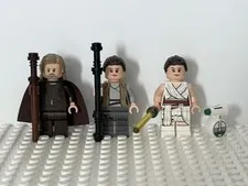LEGO Star Wars | OLD LUKE SKYWALKER & 2 REY Minifigures + D-O Droid | Lot / Set