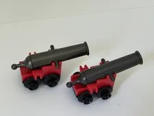 LEGO Lot of 2 Cannon  w/ Red Base and wheels
