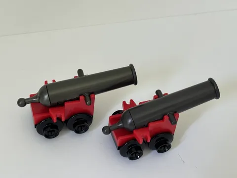LEGO Lot of 2 Cannon  w/ Red Base and wheels