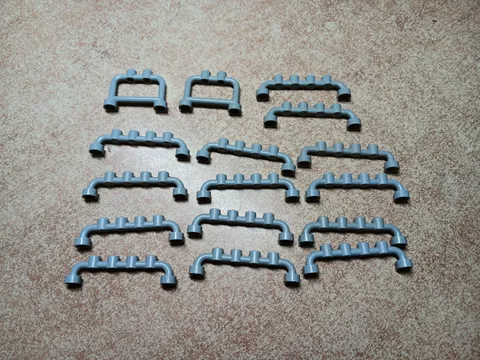 LEGO BULK LOT OF 16 LIGHT BLUISH GRAY FENCE BARS WITH STUDS 1X6 1X4X2