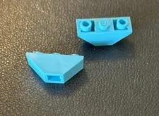 LEGO 2341 Medium Azure Slope Inverted 45 3 x 1 Double Lot 2 Pieces