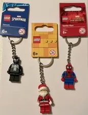 Lego Marvel Venom & Spider-Man + Santa Minifigure Key Chain Lot Of 3