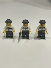 LEGO Minifigure Town City JAIL PRISONER x3 - Prison Stripes, Knit Cap 50380