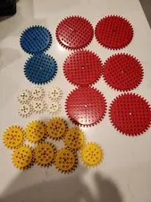 Vintage 1960s Lego Gears Cogs From #001 Set (1966), White, Yellow, Red, & Blue