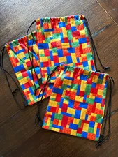 LEGO Bricks Bricks Bricks Printed Drawstring Bags Lot of 3 Book bags
