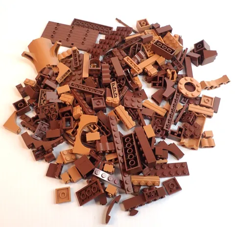 LEGO Parts - Assorted Reddish Brown & Med. Nougat Bulk Pieces - QTY 200 (8oz)