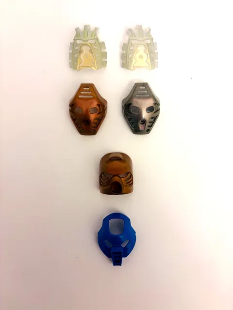 LEGO BIONICLE Kanohi Mask Lot 6 Gold Silver 2x Avohkii Hau Pakari Huna