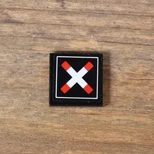 LEGO 3068pb1444 Black Tile 2 x 2 Train Crossing Sticker from sets 60051 60098