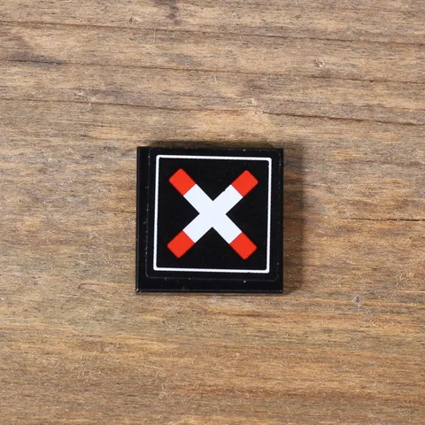 LEGO 3068pb1444 Black Tile 2 x 2 Train Crossing Sticker from sets 60051 60098