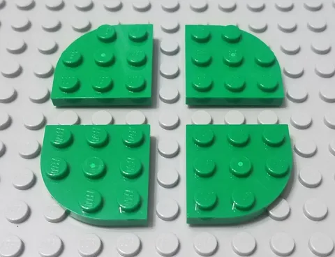 LEGO Lot of 4 Green 3x3 Rounded Corner Plate PIEces