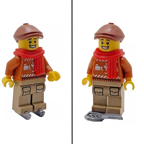 Genuine LEGO Christmas Sweater Male Minifigure Snow Shoes + Skates Decoration