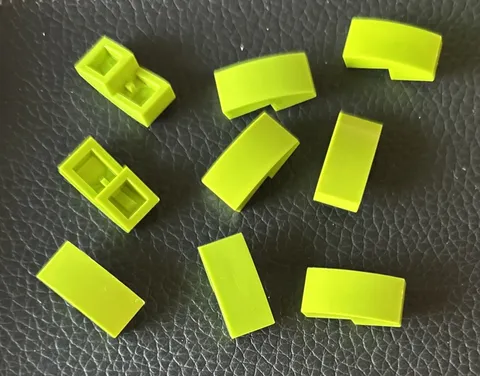Lego Slope Curved 2X1X2/3 Lot 9 Lime Green Replacement Smooth Tile Part 11477