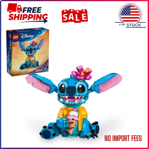LEGO Disney Stitch 43249 Building Kit, Buildable Figure with Ice Cream Cone Gift
