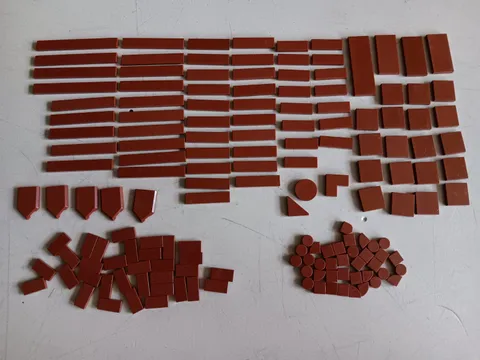 LEGO BULK LOT 154 REDDISH BROWN SMOOTH TILES 1X1 1X2 1X3 1X4 1X6 1X8 2X2 2X4