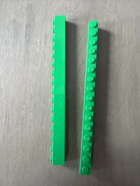 LEGO 2465 Green Brick 1 x 16 - 2 Pieces