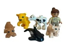 LEGO Duplo Animals Lot Farm Zoo Pigs Lion Cow Orca Whale Zookeeper Figure Toys