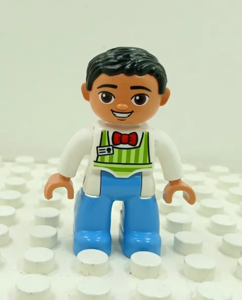 Lego Duplo Figure Man Grocery Clerk/Pizza Vendor round eyes multi-color