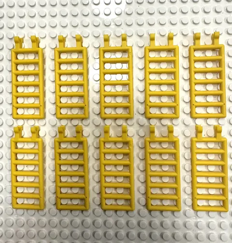 (10) LEGO Ladder Bar 7x3 with Clips Lot- YELLOW -#6020
