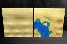 Lego Western Indians 2359px1 Tan Baseplate 32x32 Curve River 6748 6766 6763