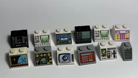LEGO Lot of 12 Sloped Bricks printed pattern Control Panel Space Computer (#10)