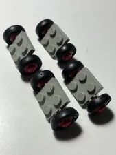 4x LEGO Gray Axel Plate 2x2 Red Wheel Black Tire 15x6mm SM 452 462 #122c01 3641