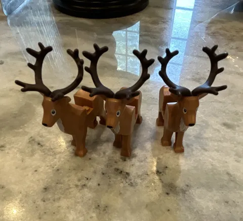 Lot of 3 LEGO Reindeer with flexible dark brown rubber antlers