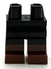 Lego New Minifig Black Pants Legs w/ Molded Reddish Brown Lower Legs Boots Part