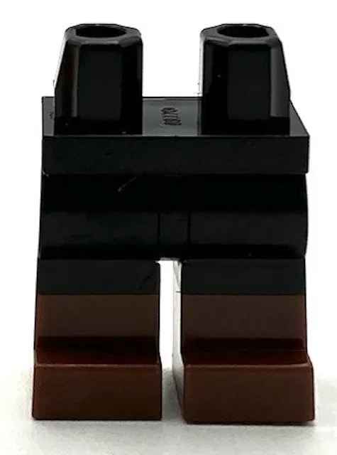 Lego New Minifig Black Pants Legs w/ Molded Reddish Brown Lower Legs Boots Part