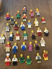 Lot Of 32 Genuine LEGO Minifigures City Town People Workers Chef Business Etc