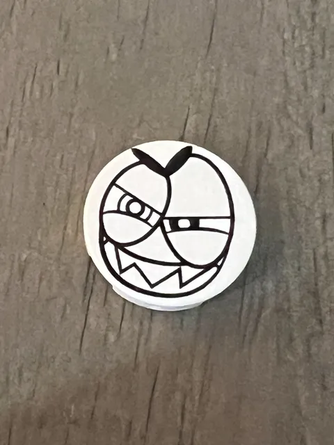 LEGO 14769pb005 Mixels Tile Round 2x2 Black Large Squinting Eyes Wide Grin 1 Pc