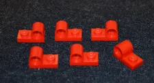 (6) 1x2 RED Plate w/ Elevated Technic Eye / Stud Hole ~ New Lego Parts ~