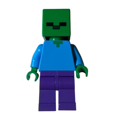 Lego Minecraft Zombie Minifigure Blue Shirt Purple Pants