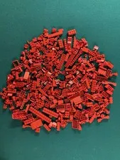 Red Lego pieces color sorted random lot 357grams