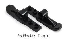 2 LEGO Black Large Ski with Pin Hole Sea Plane Helicopter Arctic (15540)