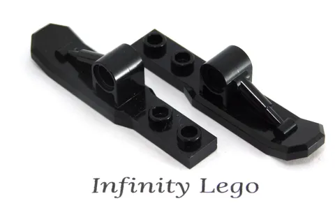 2 LEGO Black Large Ski with Pin Hole Sea Plane Helicopter Arctic (15540)