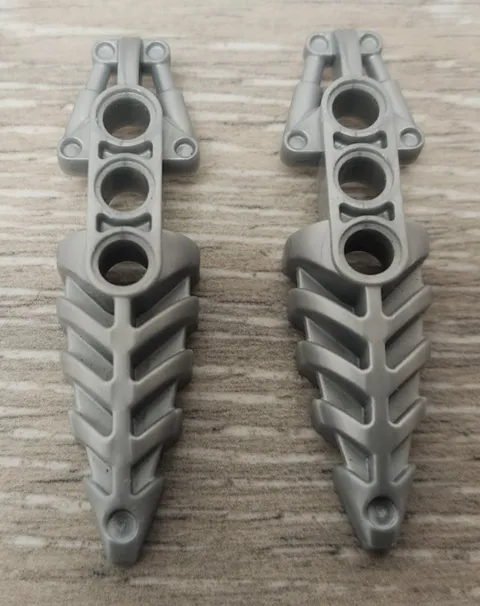 Lego 50858 Pearl Light Gray Silver Bionicle Visorak Foot 3 Pin Holes Lot Of 2