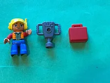 Lego Duplo Gray JackHammer, Construction Worker and Red Suitcase/Breifcase