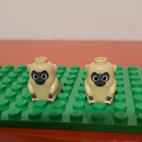 LEGO Monkey Animal Figure Lot of 2 Tan Black Plastic Printed Face