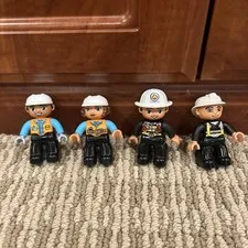 Lego Duplo Figures Fireman Mailman Construction  lot of 4 Figures